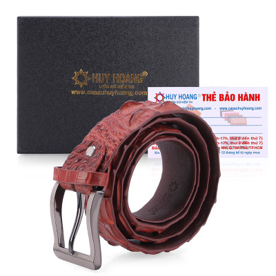 HC4222-4223-4724-4726 - Thắt lưng nam da cá sấu Huy Hoàng nguyên con 4P bát gài màu đen, nâu đất, nâu đỏ, vàng bò