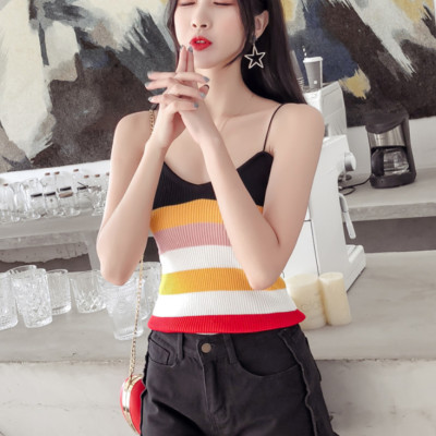 Áo Kiểu Nữ Áo Len Nữ Hai Dây Sọc Ngang Dễ Thương ALN021 MayHomes Ôm Thân Xinh Xắn