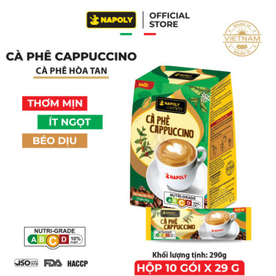 Cà Phê CAPPUCCINO Napoly Coffee Arabica/Robusta Hòa Tan Giữ Hương Vị Cà Phê, Đậm Đà, Thơm Béo Của Sữa