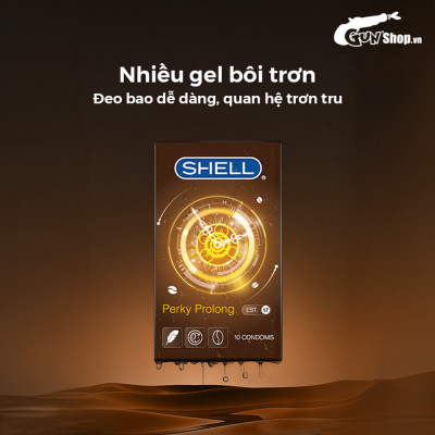 Bao cao su Shell Perky Prolong kéo dài thời gian, hương cà phê - Hộp 10 cái