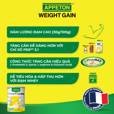 Combo 2 Sữa Appeton Weight Gain cho Người lớn hương Vanilla lon 900g