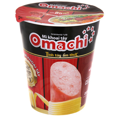 Thùng 24 ly mì khoai tây Omachi xốt bò hầm 113g (có cây thịt thật)