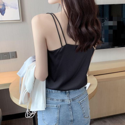 Áo Hai Dây Cổ Tim Mặc Trong Vest blazer kiểu nữ freesize (40-65kg) Vải Lụa Satin Mịn ,Thoáng Mát New Design AO0003