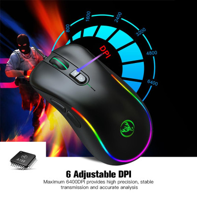 Chuột chơi game có dây HXSJ J300 lập trình macro  DPI có thể điều chỉnh