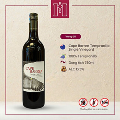 Rượu vang đỏ Úc Cape Barren Single Vineyard Tempranillo 750ml 13.5% nhập khẩu - Hàng chính hãng