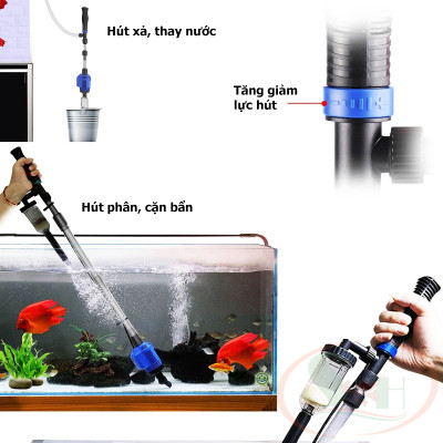 Máy hút cặn Sunsun HXS 02 / 03 Multi Function vệ sinh đáy nền thay nước bể cá tép thủy sinh