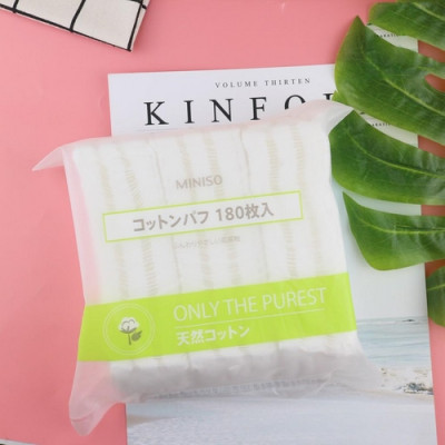 Một túi bông tẩy trang 180 miếng 3 lớp Miniso only the purest 
