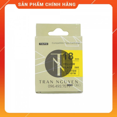 Nhãn in Tepra SC18YW (LC-5YBW) - Chữ đen nền vàng 18mm x 8m - Hàng nhập khẩu