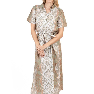 Maxi Sơ Mi Ngắn Tay Kết Cườm Cotton Isla Bonita