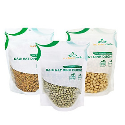 COMBO08 - 1 Túi Đậu Gà trắng, 1 Túi Đậu Lăng xanh và 1 Túi Đậu Hà lan xanh nguyên hạt, Mỗi túi 500g, Nhập khẩu từ Canada