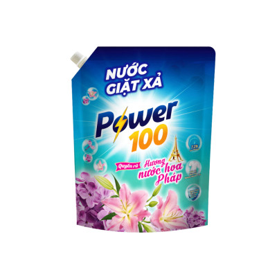 Combo 2 Túi Nước Giặt Xả POWER100 Hương Nước Hoa Pháp 3.2KGx2