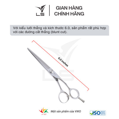 Kéo cắt tóc LS JP-601 lưỡi thẳng quai offset phẳng đỡ ngón tháo rời-tặng bao da và bộ vệ sinh kéo