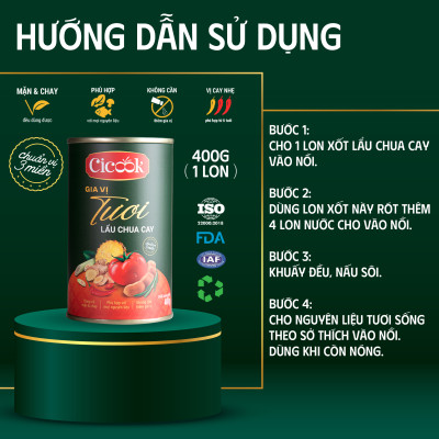 Lon Xốt Lẩu Chua Cay Cicook, Chuẩn Vị Không Cần Nêm Gia Vị 370g