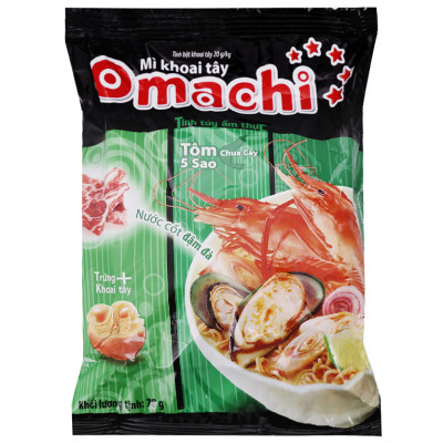 Thùng 30 gói mì khoai tây Omachi tôm chua cay 5 sao 78g