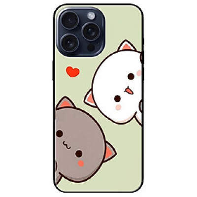 Ốp lưng dành cho Iphone 15 - Iphone 15 Plus - Iphone 15 Pro - Iphone 15 Pro Max - Hai Chú Mèo Trái Tim Đỏ - Hàng Chính Hãng