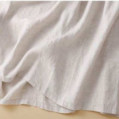 Đầm Linen suông nữ cổ sen mềm mại thiết kế tay ngắn phối cúc đơn giản da158