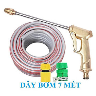 Bộ dây vòi xịt nước rửa xe, tưới cây . tăng áp 3 lần, loại 7m, 10m 206701-3 đầu đồng,cút,+ tặng khăn phượt