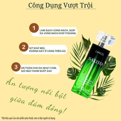 COMBO 3 Lọ Xịt Khử Mùi SAKITO LANCEJ 50ml, Sạch Vùng Nách, Ngăn Tiết Mồ Hôi, Không Ố Vàng Áo