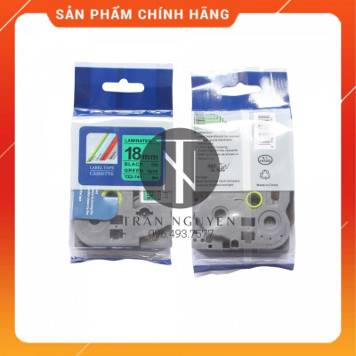 [Combo 3 hộp] Nhãn In Cho Brother Tz2-741 - Đen nền xanh lá 18mm x 8m - Hàng nhập khẩu