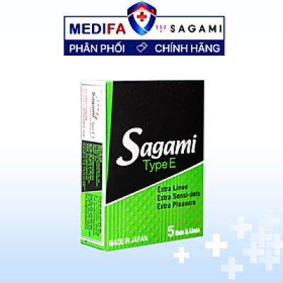 [Che tên sp] Bao cao su Sagami type – E (hộp 5 cái)
