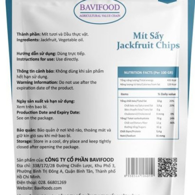 Mít Sấy Chân Không (Jackfruit Chips), Giòn Xốp Tự Nhiên - BAVIFOOD, Khối Lượng: 100 grs (gói = 100 grs) – Premium