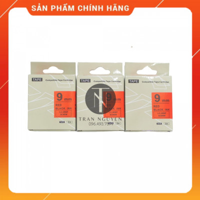 Nhãn in Tepra SC9RW (LC-3RBP) - Chữ đen nền đỏ 9mm x 8m - Hàng nhập khẩu