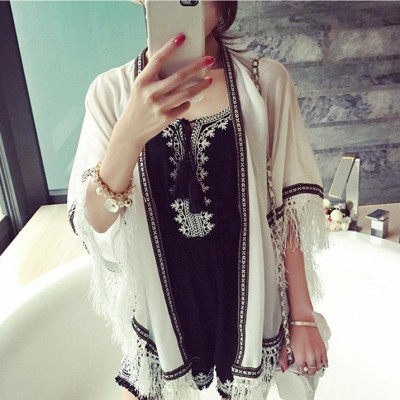 Bộ đồ bay jumpsuit short 2 dây viền thổ cẩm C059