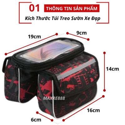 Túi treo sườn xe đạp thể thao để đựng vật dụng, có ngăn đựng điện thoại cảm ung tiện lợi - Hàng chính hãng