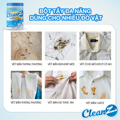 Bột tẩy quần áo màu CleanZ 300g đánh bay vết bẩn, ố màu