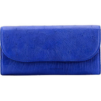 Ví Nữ Da Đà Điểu 3 Gấp Huy Hoàng HT3402 (18.5 x 9 cm) - Xanh Dương