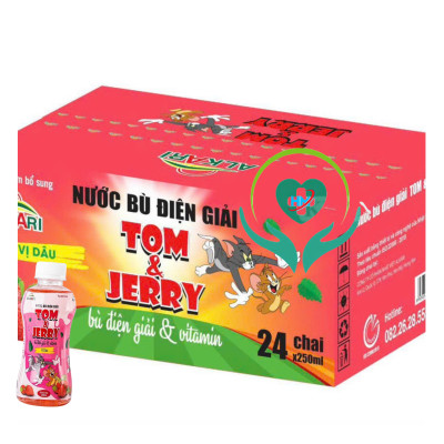 Nước bù điện giải Tom and Jerry ( vị dâu) Alkari , thùng 24 chai x 250ml