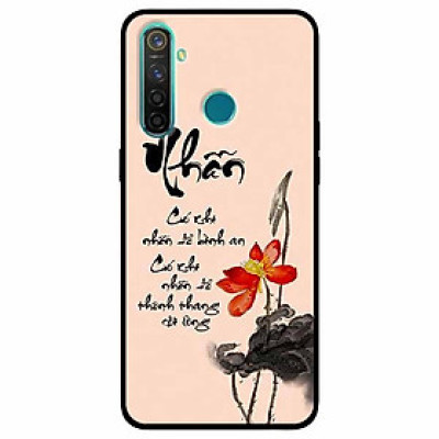 Ốp lưng in cho Realme 5 Pro Mẫu Thư Pháp Nhẫn Nền Hồng