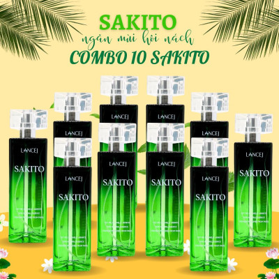 COMBO 10 Lọ Xịt Khử Mùi SAKITO LANCEJ 50ml, Sạch Vùng Nách, Ngăn Tiết Mồ Hôi, Không Ố Vàng Áo