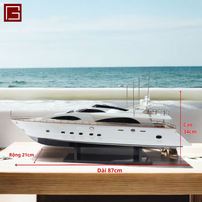 Mô hình thuyền gỗ cao cấp, du thuyền hiện đại AZIMUT JUMBO 100, mô hình du thuyền trang trí thủ công chính hãng