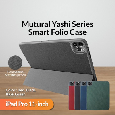 Case Bao da chống sốc cho iPad Pro 11 2022 Chip M2 / 2021 Chip M1 / 2020 hiệu Mutural Yashi Series mặt lưng canvas  có ngăn đựng bút, thiết kế tản nhiệt, cơ chế smartsleep - hàng nhập khẩu