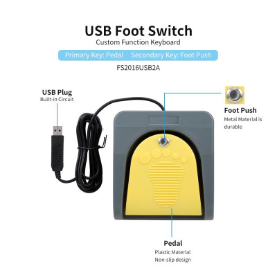 Bàn phím điều khiển chuyển đổi chân USB PCsensor FS2016USB2A