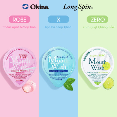 Nước súc miệng bỏ túi OKINA dòng LONG SPIN X Nhật Bản hương Bạc Hà – Túi 10 hũ x 14ml