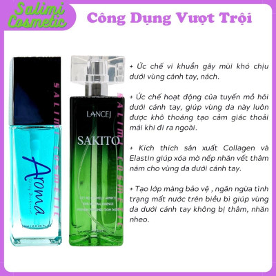 COMBO Xịt Khử Mùi AROMA & SAKITO 50ml, Khử Mùi Hôi Nách, Ngăn Tiết Mồ Hôi, Không Gây Ố Vàng Áo