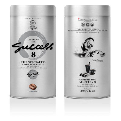 COMBO 2 Lon Cà Phê Hạt Mộc Trung Nguyên Legend Success 8 – Lon 340g – 100% Arabica, Hương Hoa Trái Cây Tươi