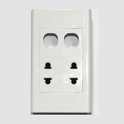 Ổ cắm đôi 2 chấu + 2 module hạt tròn Sino Vanlock S18U2XX