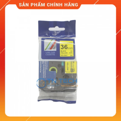 Nhãn In HZE-S661 - Đen nền vàng 36mm x 8m - Dùng cho máy in BROTHER - AIMO - PUTY [Hàng nhập khẩu]