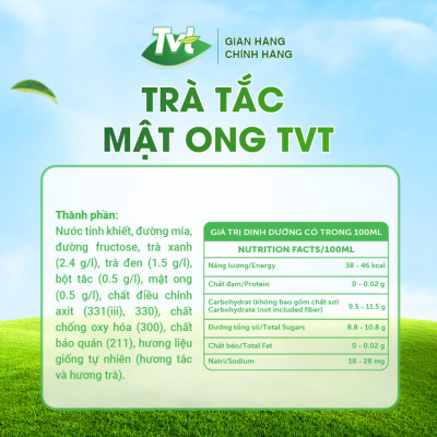 [Lốc 06 chai 450ml] Trà Tắc Mật Ong TVT tinh chất trà xanh, mật ong, quả tắc, mát lành thanh khiết, tốt cho tim mạch