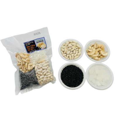 Set nguyên liệu sữa hạt: Đậu trắng - Hạt điều - Mè đen 115g