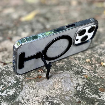 Ốp lưng trong suốt kèm giá đỡ WIWU Aurora Magnetics cho IPhone 15 Pro Max , 14 Pro Max hỗ trợ sạc không dây , chống sốc - hàng nhập khẩu