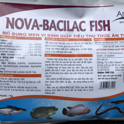Men tiêu hóa cho cá Bacilac bổ sung men vi sinh giúp tiêu thụ thức ăn tốt (gói 1kg)