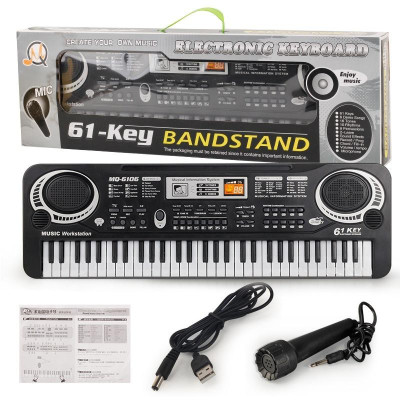 Đàn Piano 61 Phím, Kèm Mic Hát, Quà Tặng Cho Bé Vui Chơi Phát Triển Trí Tuệ
