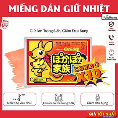 Combo 10 Miếng Dán Giữ Nhiệt Cơ Thể  Chuột Túi - Dán Nóng Sưởi Ấm Ngày Đèn Đỏ, Đau Bụng Kinh