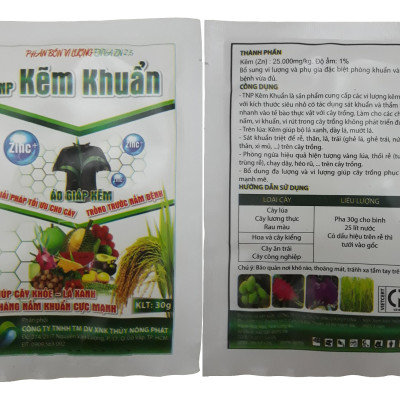 Phân bón lá KẼM KHUẨN cung cấp vi lượng giúp cây khỏe lá xanh kháng bệnh và nấm