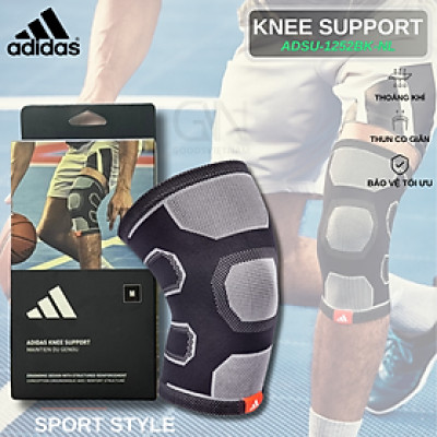 Băng Gối, Bó Gối Thể Thao Thun Co Giãn ADIDAS ADSU-1252BK-NL Knee Support (1 Cái) - Hàng Chính Hãng