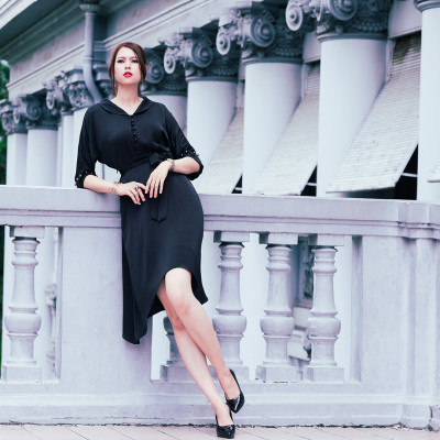 Đầm Tay Liền Đầm Kiểu Sang Trọng Thời trang thiết kế Hity DRE130 (Đen Huyền Bí)